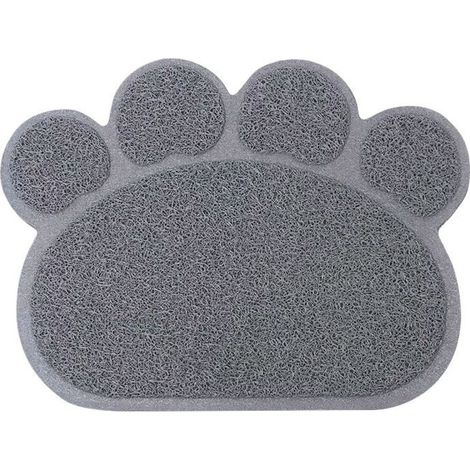 Tapis Litière Pour Chats, Haute Qualité Bac À Litière Pour Chats Grande, Matériel de Pvc, Forme de Patte de Chat Mignon, Imperméable et Durable, Facile À Nettoyer, Antidérapant, Gris, 40 cm × 30 cm (1/5)