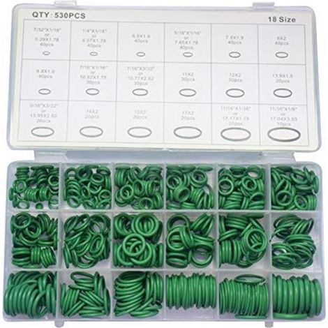 Joints Toriques Kit 530 Tailles O-Ring Étanchéité Joints Assortiment en Caoutchouc, Hydraulique Climatisation Anneaux d'Étanchéité pour Voiture Electroménagers, Roulement, Pompe