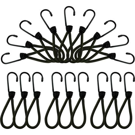 Crochet,Tendeurs Elastique avec Crochets,25 Pièces Crochet Tendeur,Tendeur de Baches Tendeur Noire en Caoutchouc de TensionTendeurs Piscine Elastique Crochet (1/5)