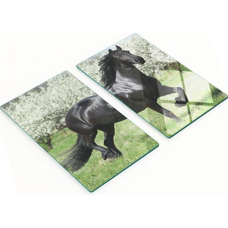 Tablas de cortar decorativas de cristal para cocina con diseño de caballos y flores, 2x30x52 cm. (1/5)