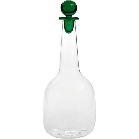 Zafferano bottiglia collezione Bilia in vetro borosilicato verde realizzata a mano, design minimalista elegante per la tavola, ideale per bevande (1/2)