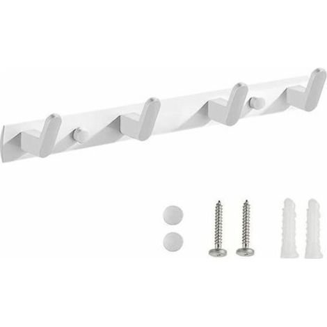 Porte-manteau mural en aluminium aéronautique blanc – 4 crochets, design épuré pour salle de bain et cuisine