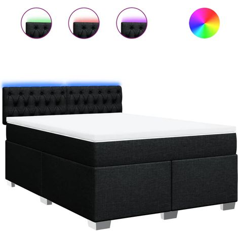 Maison Exclusive - Boxspringbett mit Matratze Schwarz 140x200 cm (1/5)
