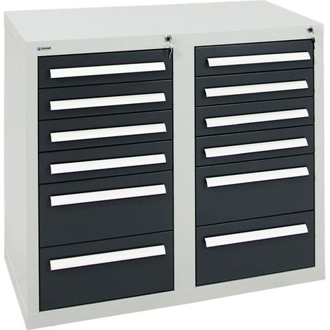 Stumpf Schubladenschrank Serie T-100/35-1, RAL 7035/7016, 12 Schubladen (1/3)
