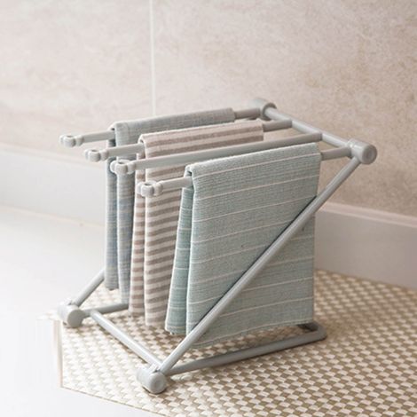 Nouveau porte-torchons et égouttoirs de cuisine pliable et vertical, sans perçage, étagère de rangement pour comptoir, porte-gobelet et étagère de rangement, gris clair. (1/5)