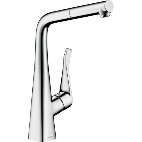 hansgrohe Küchenarmatur 320 Metris M71 ausziehbarer Auslauf mit Schlauchbox (sBox) Chrom (1/5)