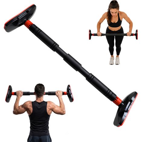 Relaxdays Klimmzugstange Türrahmen, ausziehbar 66–100 cm, 150 kg, zum Einklemmen, ohne Bohren, Stahl, Türreck, schwarz (1/5)