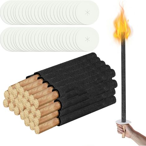 SWANEW Torce Torcia di cera con manico lungo Protezione della mano Torce da giardino Set 100 pezzi Tempo di combustione 45 min (1/5)