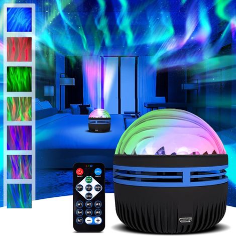 2 in 1 noorderlicht- en oceaangolf projectie, noorderlicht Aurora-projector, projector licht met afstandsbediening voor kinderen en volwassenen, slaapkamerdecoratie (1/5)