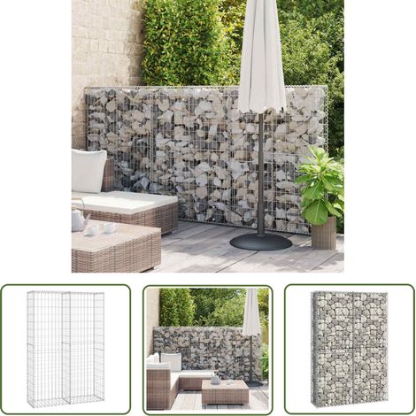 The Living Store Panier de gabion avec couvercle Fil galvanisé 150x100x30 cm - Panier De Gabion - Clôture Métallique - Mur De Soutènement - Décoration Extérieur - Jardin (1/5)