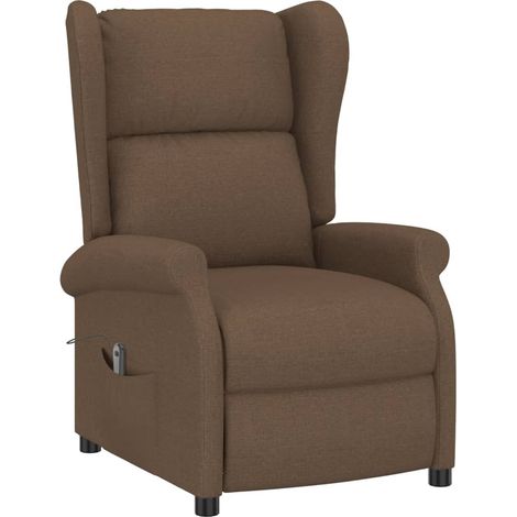 vidaXL Fauteuil inclinable électrique à oreilles marron tissu (1/5)