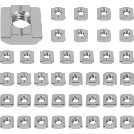 40PCS Série M8 Écrou à Glissière en T, Écrou Coulissant pour Fente de 8mm, Rainures M8 Type B, en Acier au Carbone pour Profilés Aluminium Série 30 (1/5)