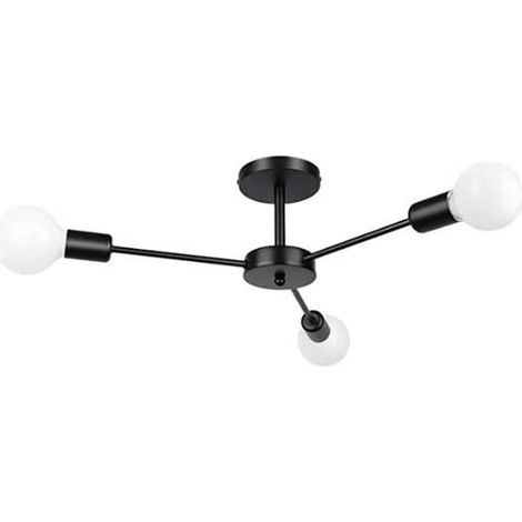 Lustre Sputnik, plafonnier noir E27, plafonnier moderne à 3 têtes, luminaire industriel en métal, lustre vintage (ampoule non incluse) (1/5)