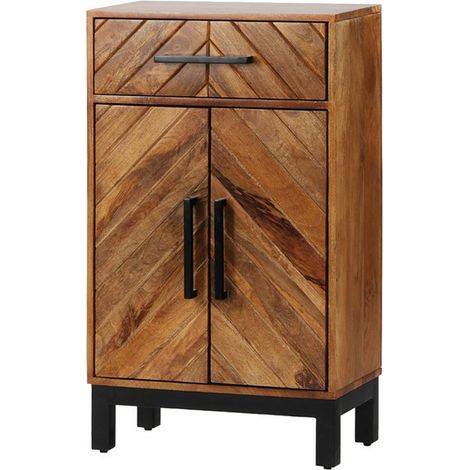 Parquet Tall Slim Sideboard - Mango Wood/Iron - L30 x W54 x H90 cm - PP Finish