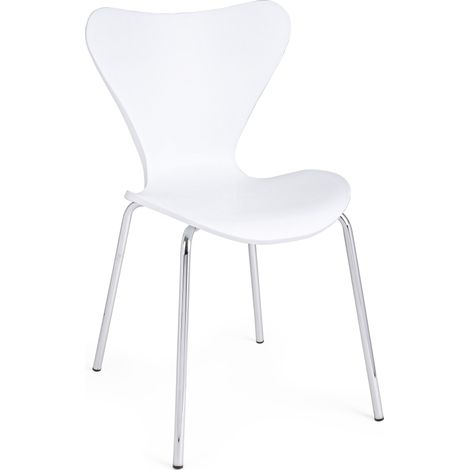 Chaise en plastique blanc et pieds en acier Tessa - Lot de 4 (1/5)