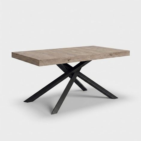 Table à manger extensible 10 places pieds noirs 140/220x90 Pechino - Gris