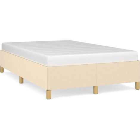 Lit double Lit adulte Cadre de lit sans matelas crème 120x190 cm tissu (1/5)