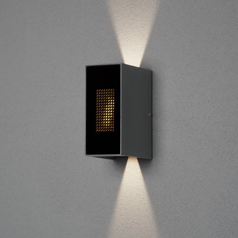 Konstsmide Cremona Applique d'extérieur moderne Up Down gris foncé Dig. Flamme, 2x 3W LED Incl. À distance, IP54 (1/2)