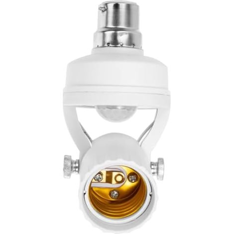 Gadpiparty Douille à détecteur de mouvement B27 – Support de lampe E27 réglable pour intérieur/extérieur – Adaptateur de plafonnier à vis blanc – Compatible avec ampoules à capteur, poteaux de clôture