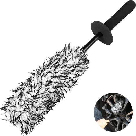 Lntyq 40cm Pinceau Nettoyage Voiture, Brosse Jante Voiture, Kit Lavage Automobile, Brosse Detailing Auto Complet Microfibre et Délicat des Jantes de Pinceau pour Pare Brise Intérieurd