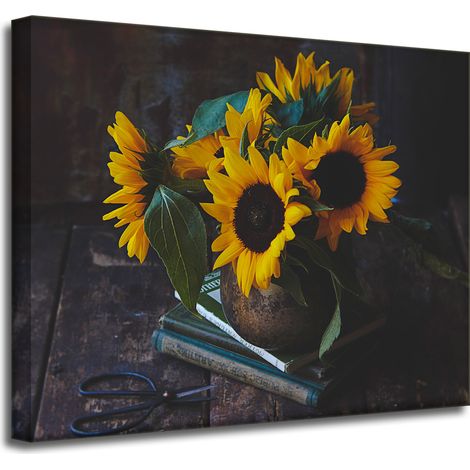 Leinwanddruck Sonnenblumen in einer Vase 50x40 cm