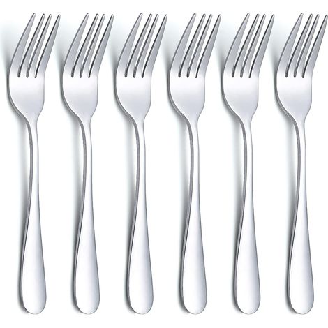 6 pièces 14cm Fourchettes à dessert, Set de fourchettes à pâtisserie en acier inoxydable, Fourchettes à fruits, Mini fourchettes à gâteaux, Fourchettes à amuse-bouche pour la maison, mariage (1/5)