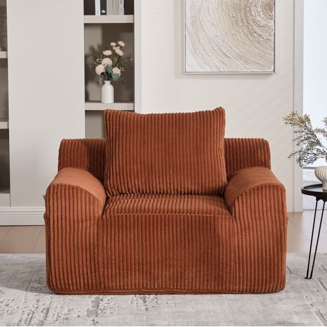 Sillón salón con reposapiés y bolsillos naranja amplio OKMYHOME (1/5)
