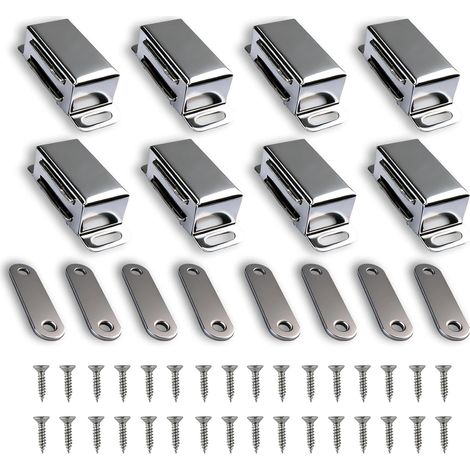 8 Pièces Aimants de Porte Armoire Acier Inoxydable, Fermeture Magnétique pour Porte de Meuble Tiroir Placard, Loquet Magnétique Puissant pour Cuisine Salle de Bain Chambre (1/5)