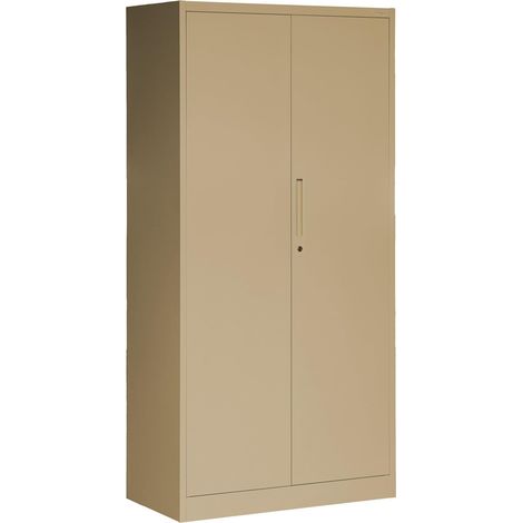 Armoire de Bureau Métallique Verrouillable 185 x 90 x 45 cm Beige (1/5)
