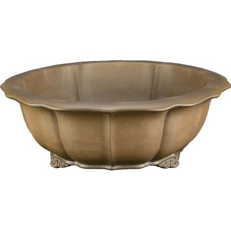 Vaso per bonsai rotondo (forma a fior di loto) in gres 34x34x12,5 cm - SM003a