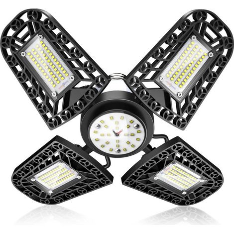 LED-Garagenleuchte, 120 W Werkstattbeleuchtung E27 E26 11200 lm mit vier verstellbaren Paneelen, LED-Deckenleuchte für Garage, Lagerhalle, Werkstatt, Keller, Fitnessraum, Küche (1/5)