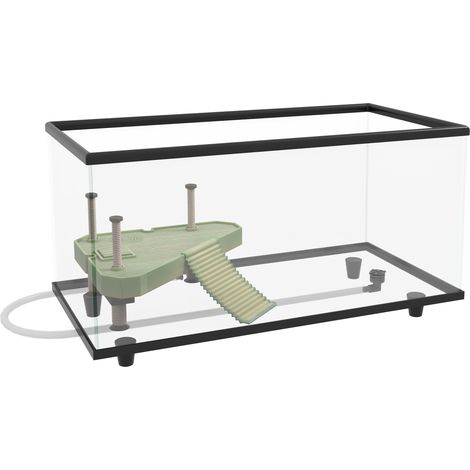 50L Glass Turtle Tank Aquarium with Basking Platform, Easy Drainage, Strip Patch rmometer (1/5)