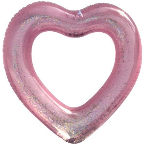 Bouée gonflable 1 pièce rose en forme de cœur, bouée de piscine gonflable, jouet de bain pour adultes (1/5)