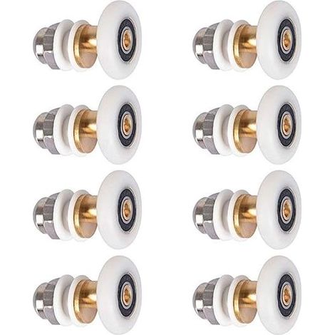 QAZQA Roulettes Douche 23mm, Roulette Porte Coulissante Douche Roulement pour Porte de Douche 8 Pièces (1/5)