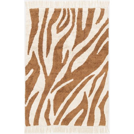 Tappeto interno cotone motivo zebrato color mattone (1/5)