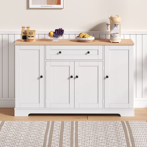 Multifunktionales Sideboard 138 cm mit Schublade, verstellbaren Regalen und Schiebetür - moderner Küchenschrank - 138x40x80 cm (1/5)
