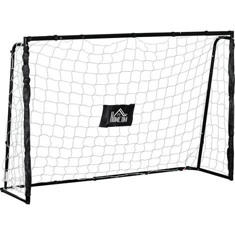 But de football cage de foot châssis métal filet PE piquets & outil inclus dim. 186L x 62l x 123H cm noir blanc (1/5)