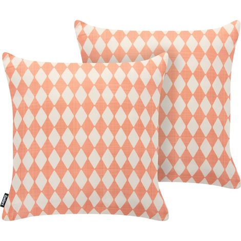 Gartenkissen 2er Set GREVILLEA Kariertes Muster 45 x 45 cm Hellrot (1/5)
