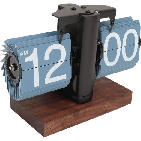 Retro-Digitaluhr mit automatischem Klappmechanismus, batteriebetriebene mechanische Uhr, blaue Dekoration für Zuhause, Büro, Schlafzimmer (1/5)