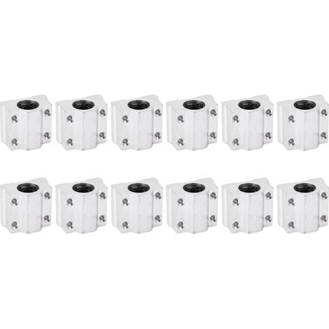 Lot de 12 paliers de guidage linéaire, blocs de glissement de type boîte, douilles pour unités de glissement CNC pour rouleaux SCS8UU (1/5)