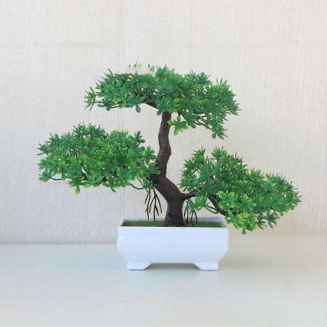 Plante artificielle mini bonsaï en plastique facile d'entretienvert (1/5)