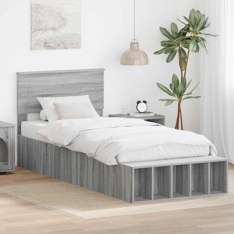 vidaXL Struttura del letto con lo scaffale Grigio Sonoma 100 x 200 cm