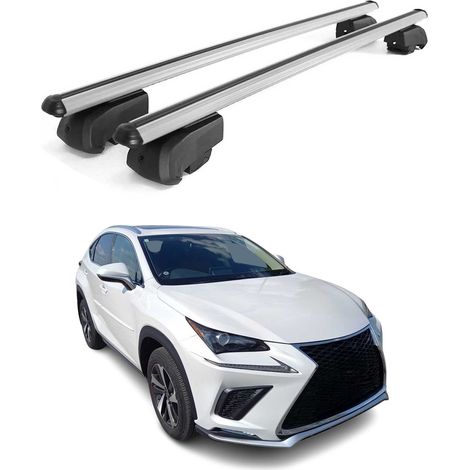 OMAC Barres de toit en aluminium pour Lexus NX II 2022-2026 – City Crash – ISO/PAS 11154:2006 – Antivol inclus – Charge max 75 kg – 2 barres Argent (1/4)