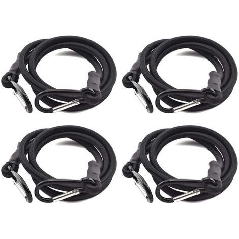 Tendeurs,Sandow Elastique,Tendeurs Elastique avec Crochets,4 Pièces Tendeur Elastique Noir,Sandow avec Crochet pour Tendeurs Porte Bagage（1m）