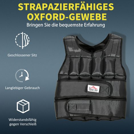 Gilet de musculation 30 kg réglable avec 35 poches de poids, entraînement fitness en oxford et métal noir 60x50 cm (1/5)