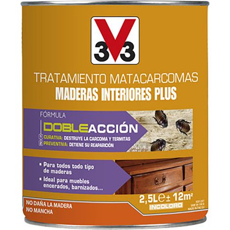 V33 Traitement Bois Intérieur Plus éradique Vrillettes Et Larves En Profondeur - V33