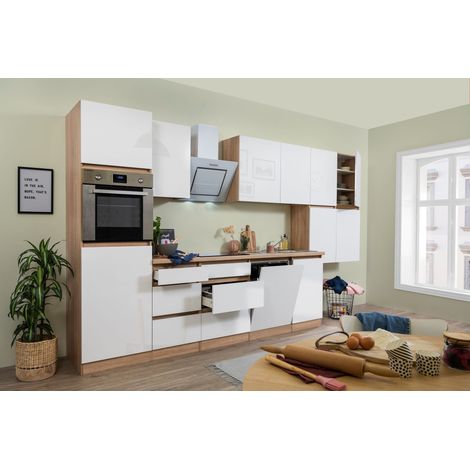 Cuisine Kitchenette sans poignée Chêne blanc Lorena 380 cm Respekta