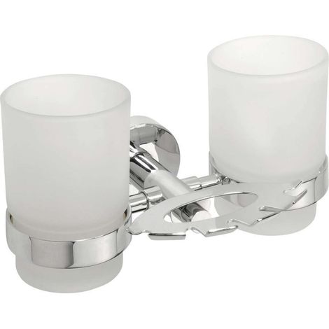 Sapho X-Round - Becher mit Doppel-Halter, Glas / verchromt XR900