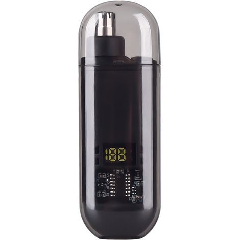 Recortadora de vello nasal, herramienta de afeitado, recortadora de vello nasal recargable para hombres y mujeres. (Negra) (1/5)