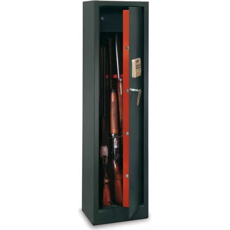 TECHNOSAFE - Armoire 5 fusils à combinaison électronique digitale, écran LED, 4 pênes, 119 L, 145x34x28